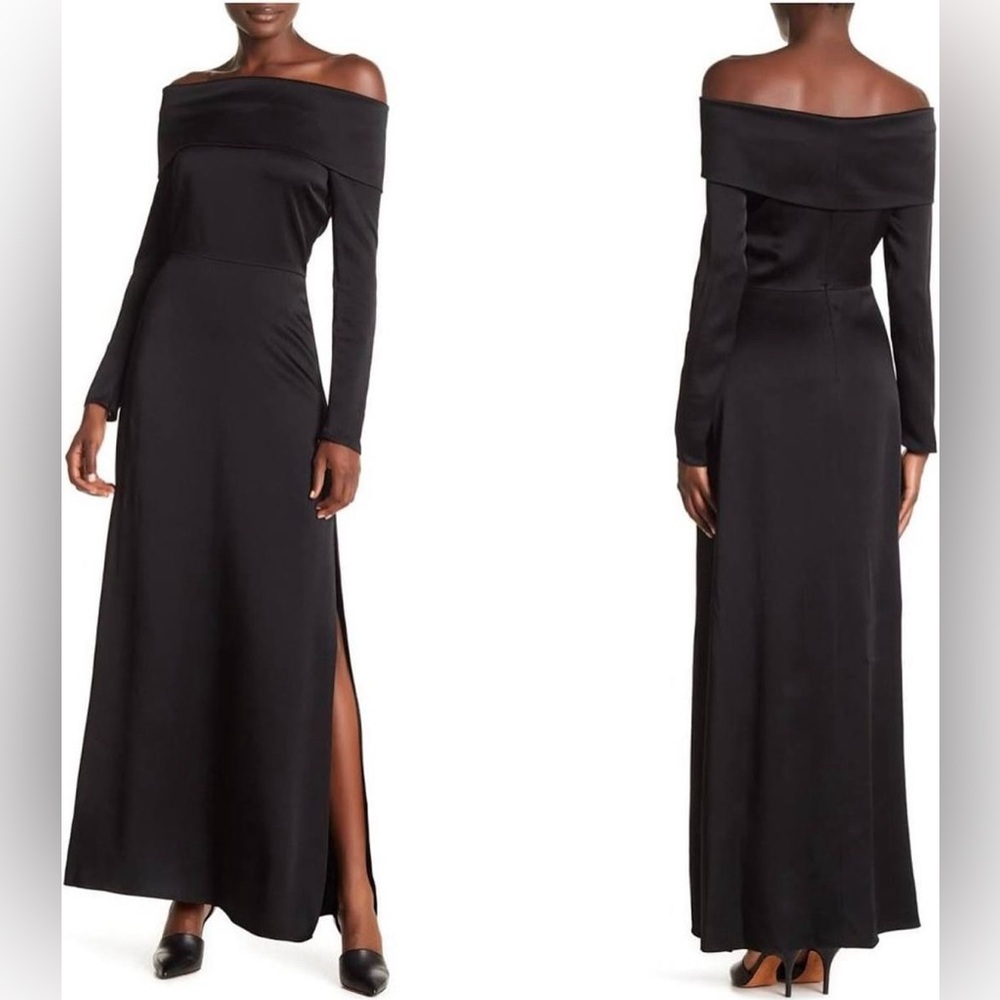 Off-Shoulder Black Long Sleeve Maxi Dress from Theory